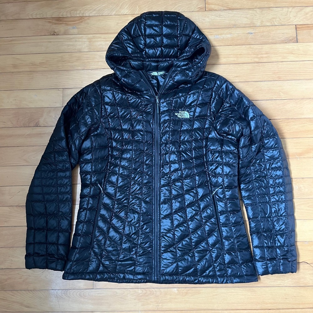 The North Face Womens ThermoBall Eco Hoodie Black Puffer Jacket Large NF0A3Y3N